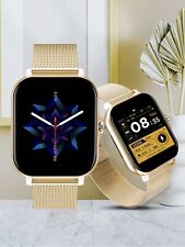 SIMSON Smart Watch 40mm Display with Gold Steel Band, iOS & Android Compatible
