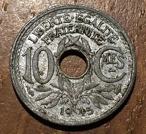 PIECE DE 10 CENTIMES 1945 B PETIT MODULE EN ZINC (199) - Picture 1 of 2