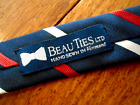 NEUF AVEC ÉTIQUETTE Beau Ties Ltd cravate rayée soie rouge blanc bleu MAGNIFIQUE 55" de long 3" de large