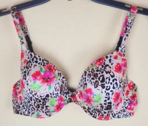 Reggiseno Victoria's Secret donna 34C rosa floreale leopardato foderato copertura perfetta - Foto 1 di 9