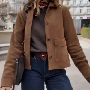 ZARA : Tobacco Brown Faux Suede Jacket : 4344/622 : UK Buyers_Get It Faster!! - Picture 1 of 7