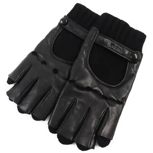 Gucci 452573 Glove Logo Emboss Black Used From Japan - Picture 1 of 10