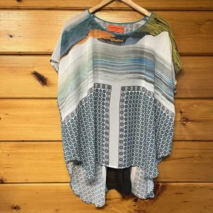 Clover Canyon Damen Top Gr. L Pfirsich U-Boot-Ausschnitt Kimonoärmel fließend Tunika Bluse - Bild 1 von 6