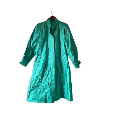 Gabardina plisada verde azulado vintage años 80 para mujer talla 8 Foto 1 de 4