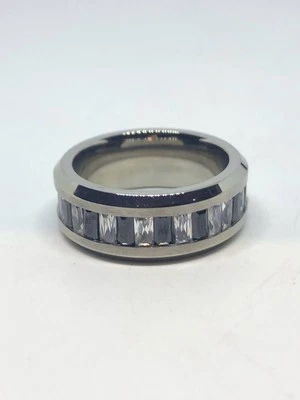 Anel Eternity vintage azul austríaco cristal prata aço inoxidável - Imagem 1 de 4