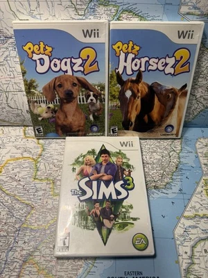 NINTENDO Wii Petz Dogz 2 CIB / Petz Horsez 2 CIB / The Sims 3! - Image 1 of 4