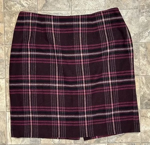 Talbots Damengröße 18 W leichter Woll-Nylon-Flanell-Bleistiftrock pflaume kariert - Bild 1 von 13