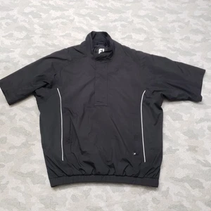 Footjoy Dryjoys Shirt Mens Medium Black Short Sleeve Windbreaker Golf - Picture 1 of 10