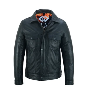 Mens Leather Jacket - Trucker Style - Motorcyle Jakcet- christmas Gift - Picture 1 of 12