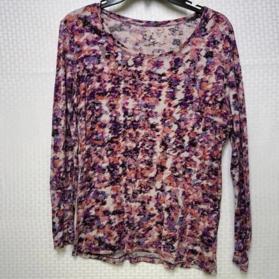 Daisy Fuentes My Favorite T Women's Long Sleeve Shirt Size Large Pink Purple - Image 1 of 4