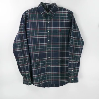Ralph Lauren Shirt Mens XL Blue Green Plaid Slim Fit Stretch Oxford Button Down - Image 1 of 4