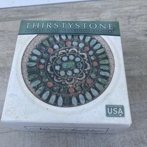 Vintage Set of 4 2003 Thirstystone Sandstone Coasters Original Box - Picture 1 of 6