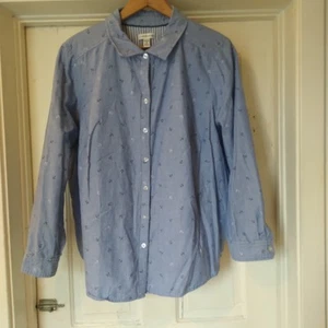 Croft&Barrow Damen 100 % Baumwolle Knopfleiste Bluse/Anker Größe 2X blau weiß - Bild 1 von 11