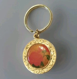 Portachiavi vintage anni 80 metallo smaltato floreale tono oro firmato CAMCO retrò - Foto 1 di 6