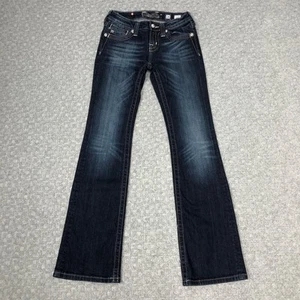 Miss Me Jeans Girls 14 Blue Bootcut Denim Fleur De Lis Embellished Pockets Norm - Picture 1 of 13