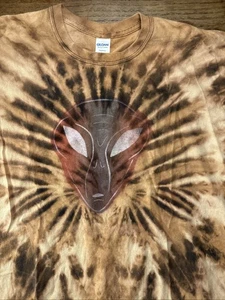 Alien Tie Dye T Shirt Orange & Brown Size 2XL - Picture 1 of 12