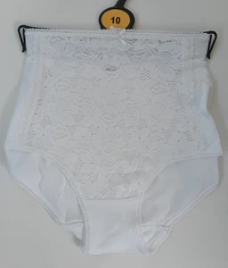 NEU Ex M&S Größe 10 WEISS Baumwollmischung Spitze vorne VOLL Slips - Bild 1 von 5