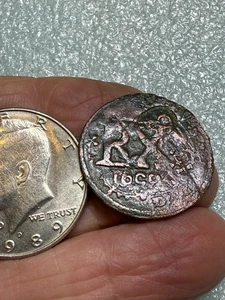 Nice Large 1659 Countermarked To An 8 Maravedis Coin REAL Spain Treasure Era #5Y - Picture 1 of 3