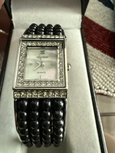 Ladies VERNIER BLACK BEADED QUARTZ WRISTWATCH-NIB NEEDS BATTERY - Picture 1 of 3