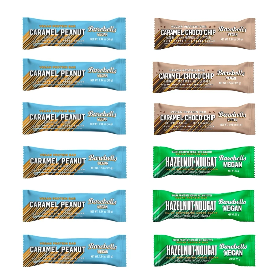 (12 CT) Barebells Vegan Protein Bar Combo, Hazelnut, Caramel Peanut & Choco Chip - Image 1 of 1