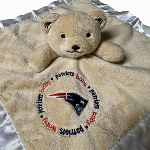 Baby Fanatic New England Patriots Football Bear Lovey Security Blanket Satin Toy - Picture 1 of 15