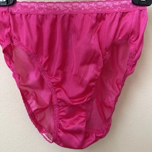 Vtg Sheer Panties Shiny Silky Lace Nylon Gusset Sz 6 M Sissy Sexy Granny Panty - Bild 1 von 6