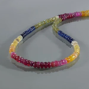 Natural Multi Zafiro 5mm Rondell Cuentas Cadena 18" Hilos Hecho a Mano Collar - Imagen 1 de 6