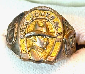 Vintage 1937 Buck Jones Club verstellbarer goldfarbener Ring ~ Müsli Premium - Bild 1 von 6