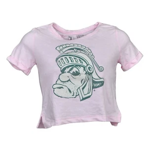 NCAA Michigan State Spartans Pink Kids Girls Short Sleeve Tshirt Tee Crew Neck  - Picture 1 of 1