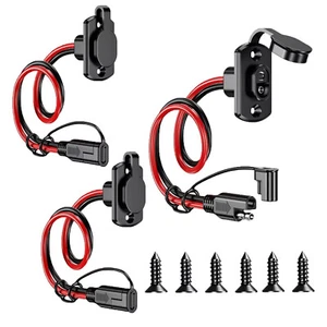 3 pcs 12AWG SAE Adapter Male Plug to Female Socket Cable Quick Connector Harness - Photo 1/7