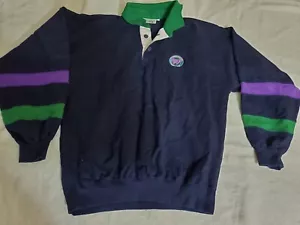Wimbledon Tennis Long Sleeve Polo Kent & Curwen Vintage Embroidery Size Medium - Picture 1 of 10