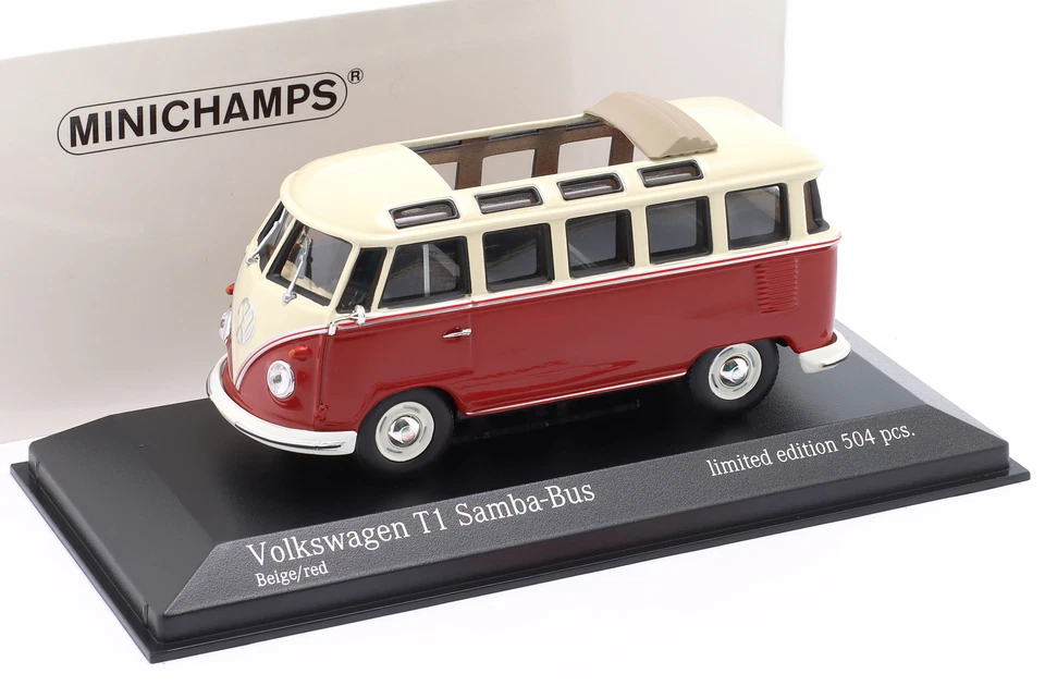 Volkswagen VW T1 Samba Bus Baujahr 1963 beige / rot 1:43 Minichamps - Bild 1 von 1