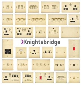 LIGHT SWITCHES & SOCKETS FLATPLATE POLISHED BRASS KNIGHTSBRIDGE SCREWFRONT RANGE - Picture 1 of 32