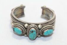 Bangle Cuff Bracelet Sterling Silver 925 Turquoise Coral Gem Stone Handmade C447