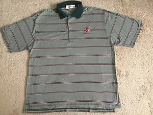 Golf Mens Shirt Polo Collared Big Horn Short Sleeve SZ L Large Green Stripped - Picture 1 of 7