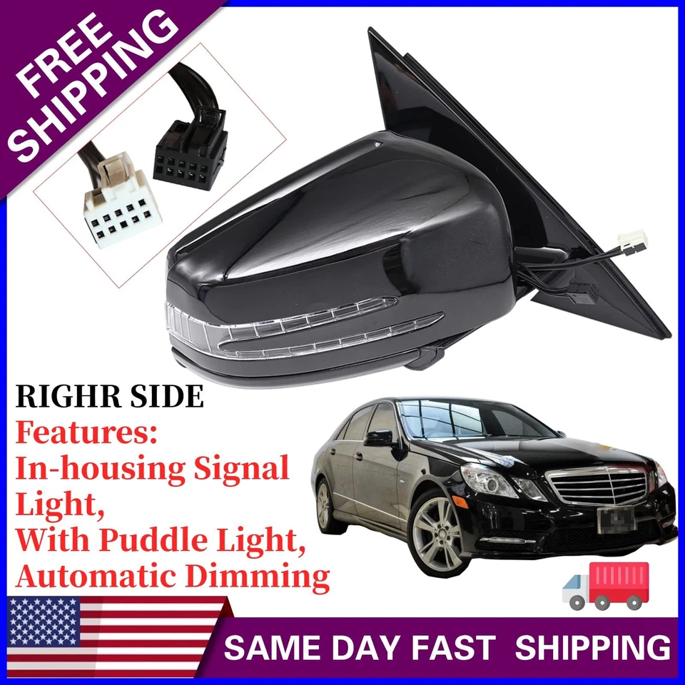 ESPEJO PASAJERO LATERAL DERECHO MERCEDES AJUSTE NEGRO 2010-2016 E350 E550 E400 SEDÁN EE. UU. Foto 1 de 4
