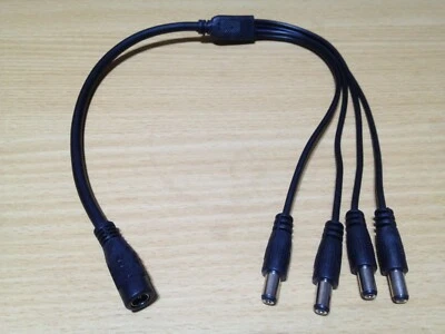 5pcs DC 1 Female to 4 Male Power Splitter Cable for CCTV Security Camera System - Image 1 of 3