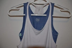 Lot of 2 Athleta Girl Tanktop size XL (14), Preowned (White and Pink - Picture 1 of 6
