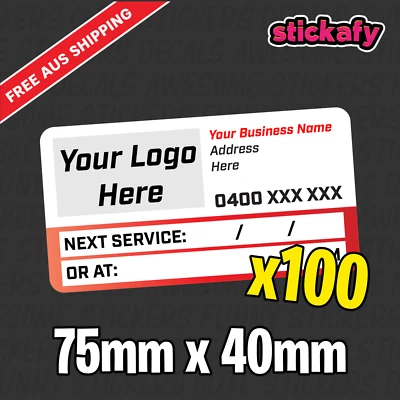 100 x Etiqueta Adhesiva Personalizada Próximo Servicio Debido 75x40mm - Calcomanía Impresa Coche Barco 4x4 Foto 1 de 4