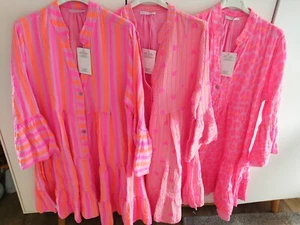 MADE IN ITALY Musselin Tunikakleid m. Streifen u. Herzen Gr. 38 40 42/44  NEU - Bild 1 von 4