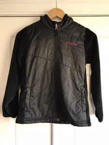 AD14 Columbia Negro Full Zip Chaqueta de lana con capucha Chicas medianas - Imagen 1 de 3