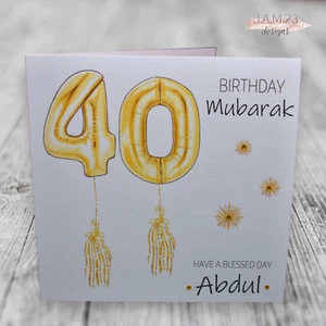 Personalised Birthday Mubarak Card Female Male Islamic Muslim 30th 40th 50th - Picture 1 of 9