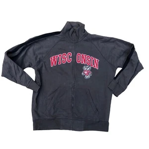'47 FORTY SEVEN WISCONSIN Badgers Jacket Men's LARGE Track Full Zip Grey - Picture 1 of 9