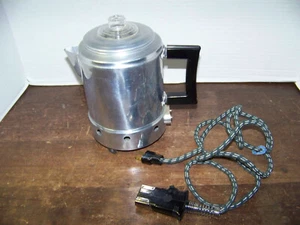 SELTENE Kaffee Kaffeemaschine 4 Tassen elektrisch E. A. Co USA Aluminium Modell 3157 komplett! - Bild 1 von 11