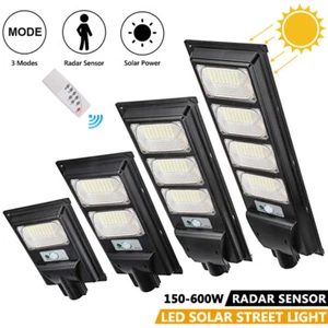 LED Solar Street Light Garden Sensor Solar Power+Remote+Pole Waterproof Outdoor - Picture 1 of 12