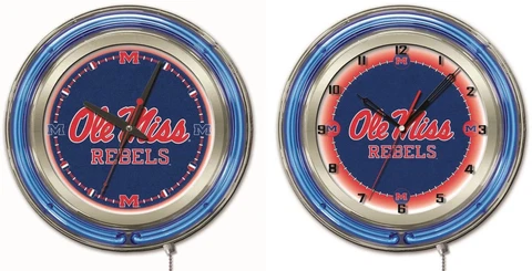 NCAA - Ole' Miss Double Neon Ring, Logo Clock College Team Logo Cover