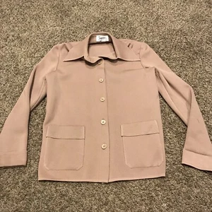 VINTAGE 70s DALTON Polyester CARDIGAN Beige Hong Kong Size 12 A33 - Picture 1 of 4