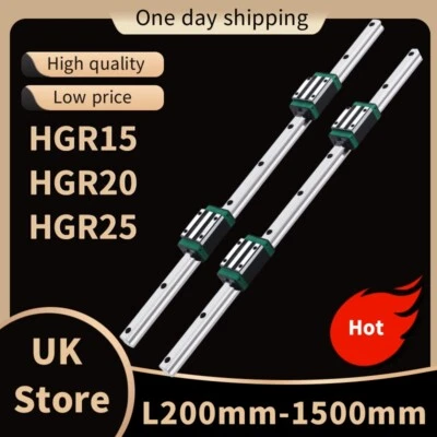 2 HGR15/20/25 Linear Rail Guide L200mm-1500mm+ 4Pcs HGH15/20/25CA Bearing Block - Image 1 of 4