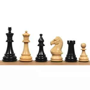 Set solo pezzi scacchi Majestic Series 4" Maunton - doppio peso legno di bosso ebonizzato - Foto 1 di 9