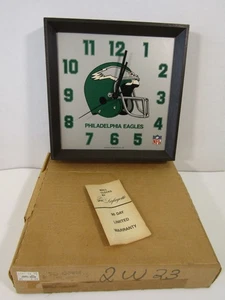 VINTAGE LAFAYETTE PHILADELPHIA EAGLES WALL CLOCK 1960's 1970's W/BOX & PAPERWORK - Picture 1 of 10